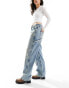 Фото #5 товара ASOS DESIGN mid rise straight leg carpenter jean with paint splats in vintage wash