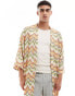 Фото #3 товара ASOS DESIGN kimono in peach and lime crochet knit stripe