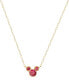 ფოტო #9 პროდუქტის Mickey Mouse Cubic Zirconia Birthstone Pendant Necklace with 15" Chain in 14k Yellow Gold