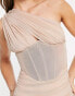Фото #6 товара Rare London ruched one shoulder corset mini dress in blush