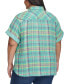ფოტო #2 პროდუქტის Plus Size Plaid Short-Sleeve Camp Shirt