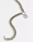 Фото #3 товара ASOS DESIGN chunky neckchain with square pink crystal pendant in silver tone