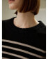 Фото #1 товара Women's Striped Round Collar Cashmere Sweater for Women