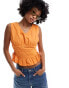 Native Youth lace detail linen mix blouse in orange