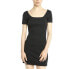 Puma Classics Square Neck Ribbed Short Sleeve Mini Dress Pl Womens Black Casual