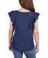 ფოტო #2 პროდუქტის Petite Sleeveless Flutter Yoke Blouse