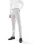 ASOS DESIGN wedding slim suit trouser in light grey birdseye texture