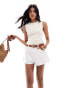 ASOS DESIGN crochet look asymmetric button through tank in ivory