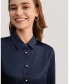 Фото #3 товара Women's Classic Pearl Button Silk Shirt