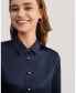 ფოტო #6 პროდუქტის Women's Classic Pearl Button Silk Shirt