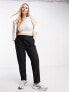 Фото #1 товара Only Curve straight leg trousers in black pinstripe