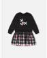 ფოტო #1 პროდუქტის Girl Bi-Material Sweatshirt Dress With Tulle Skirt Black And Colorful Plaid - Child