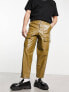 Sister Jane PU smart cargo trousers in khaki