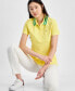 Фото #1 товара Women's Stripe-Collar Shirt-Sleeve Polo Shirt