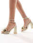 Фото #4 товара Be Mine Wide Fit Veronika heeled sandals in gold