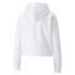 Puma Essential Cropped Metallic Logo Pullover Hoodie Womens White Casual Outerwe