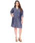 Фото #1 товара Plus Size Ruched-Front Shirtdress