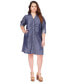 ფოტო #1 პროდუქტის Plus Size Ruched-Front Shirtdress