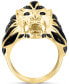 ფოტო #4 პროდუქტის EFFY® Men's Black Spinel & Enamel Lion Ring in 14k Gold-Plated Sterling Silver