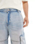 Фото #2 товара Bershka denim cargo jort in light blue