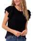 Фото #1 товара Women's Ruffled Flutter-Sleeve Short Sleeve Knit Top