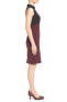 Halogen Black Burgundy Colorblock Mock Neck Sheath Dress Sz 6