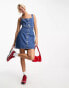 Фото #1 товара Tommy Jeans slim button through denim dress in mid wash