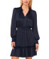 Фото #3 товара Women's Tie-Neck Long Sleeve Smocked Ruffled Hem Dress