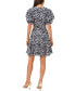 Women's Paisley V-Neck Tiered Bubble Puff Sleeve Mini Dress