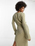Фото #2 товара ASOS DESIGN Tall crop jumper in textured ladder stitch in khaki co-ord