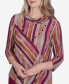 ფოტო #5 პროდუქტის Petite Wine Country Spliced Stripe Necklace Top