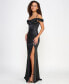 Фото #3 товара Juniors' Cowl-Neck High-Slit Boned-Bodice Gown