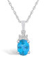 ფოტო #1 პროდუქტის Blue Topaz (1-5/8 Ct. T.W.) and Diamond (1/10 Ct. T.W.) Pendant Necklace in 14K White Gold