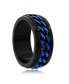 ფოტო #2 პროდუქტის Stainless Steel Blue Cuban Link Ring - Black Plated