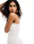 Фото #3 товара Iisla & Bird ruched bandeau micro broderie maxi beach dress in white