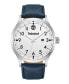 ფოტო #1 პროდუქტის Men's Quartz Trumbull Dark Blue Genuine Leather Watch 45mm
