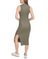 Фото #2 товара Women's Sleeveless Ribbed Polo Midi Dress