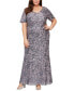 Фото #1 товара Plus Size Sequined Flutter-Sleeve Gown