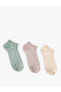 3'lü Patik Çorap Seti Dokulu Çok Renkli
