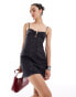 Фото #1 товара ASOS DESIGN denim mini dress with metal trim in washed black