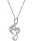 ფოტო #1 პროდუქტის Diamond Treble Clef Heart Pendant Necklace in Sterling Silver (1/10 ct. t.w.)