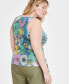 Trendy Plus Size Sequined Floral-Print Tank Top, Created for Macy's