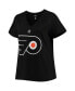 Фото #3 товара Women's Carter Hart Black Philadelphia Flyers Plus Size Name and Number V-Neck T-shirt