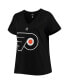 Women's Carter Hart Black Philadelphia Flyers Plus Size Name and Number V-Neck T-shirt