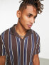 Фото #4 товара ASOS DESIGN relaxed polo shirt in navy & brown stripe