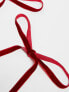 Фото #3 товара DesignB London pack of 2 velvet hair ribbons in burgundy