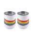 Фото #1 товара Double Wall 2 Pack of 12 oz White Wine Tumblers with Metallic Rainbow Wrap Decal