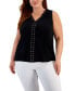 Plus Size V-Neck Stud-Trim Top, Created for Macy's