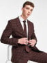 Фото #1 товара Noak wool-rich skinny suit jacket in burgundy check