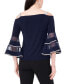 Women's Illusion Cold-Shoulder Bell-Sleeve Top